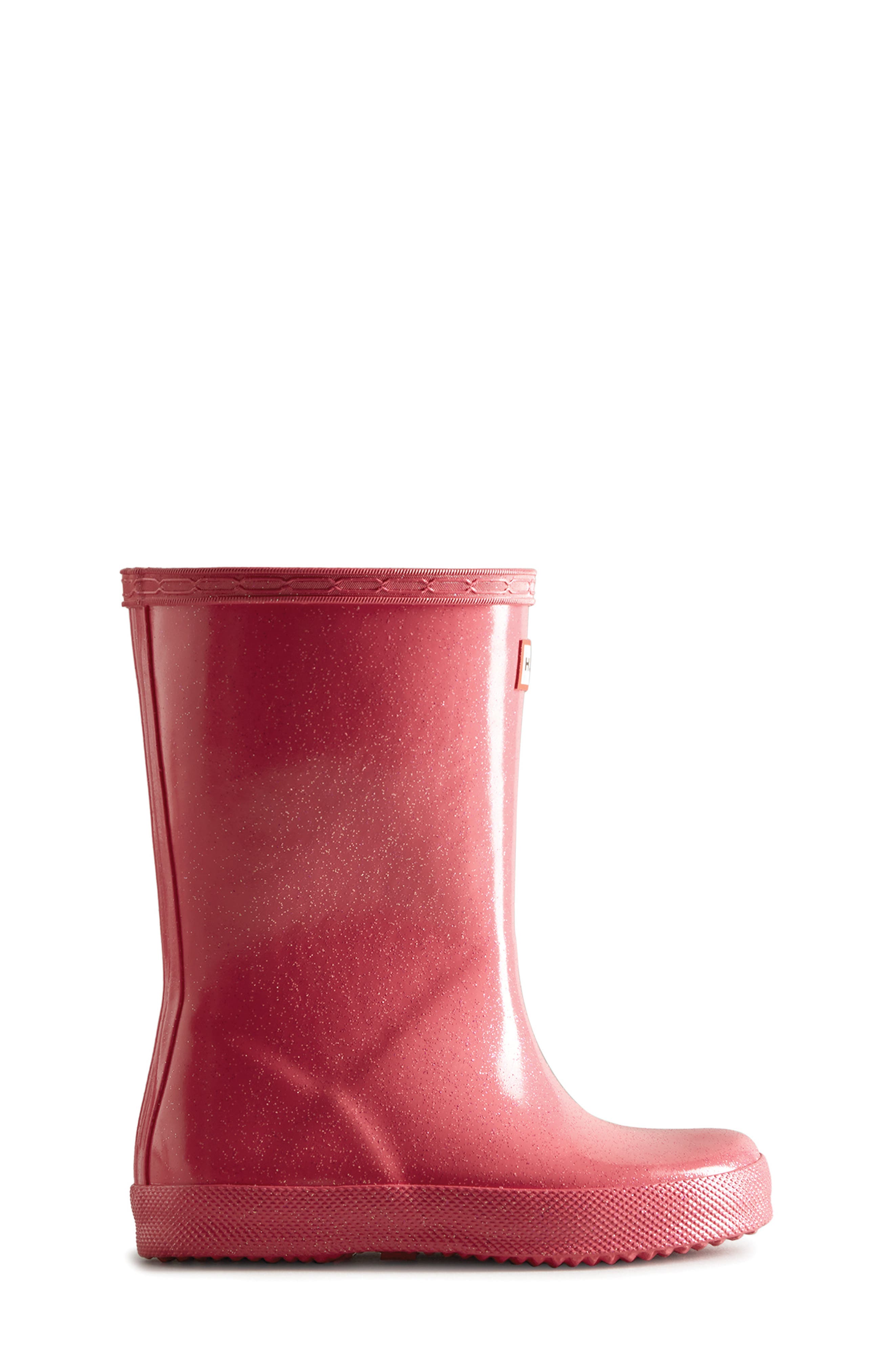 Hunter Kids' First Classic Starcloud Glitter Waterproof Rain Boot, Alternate, color, Arcade Pink