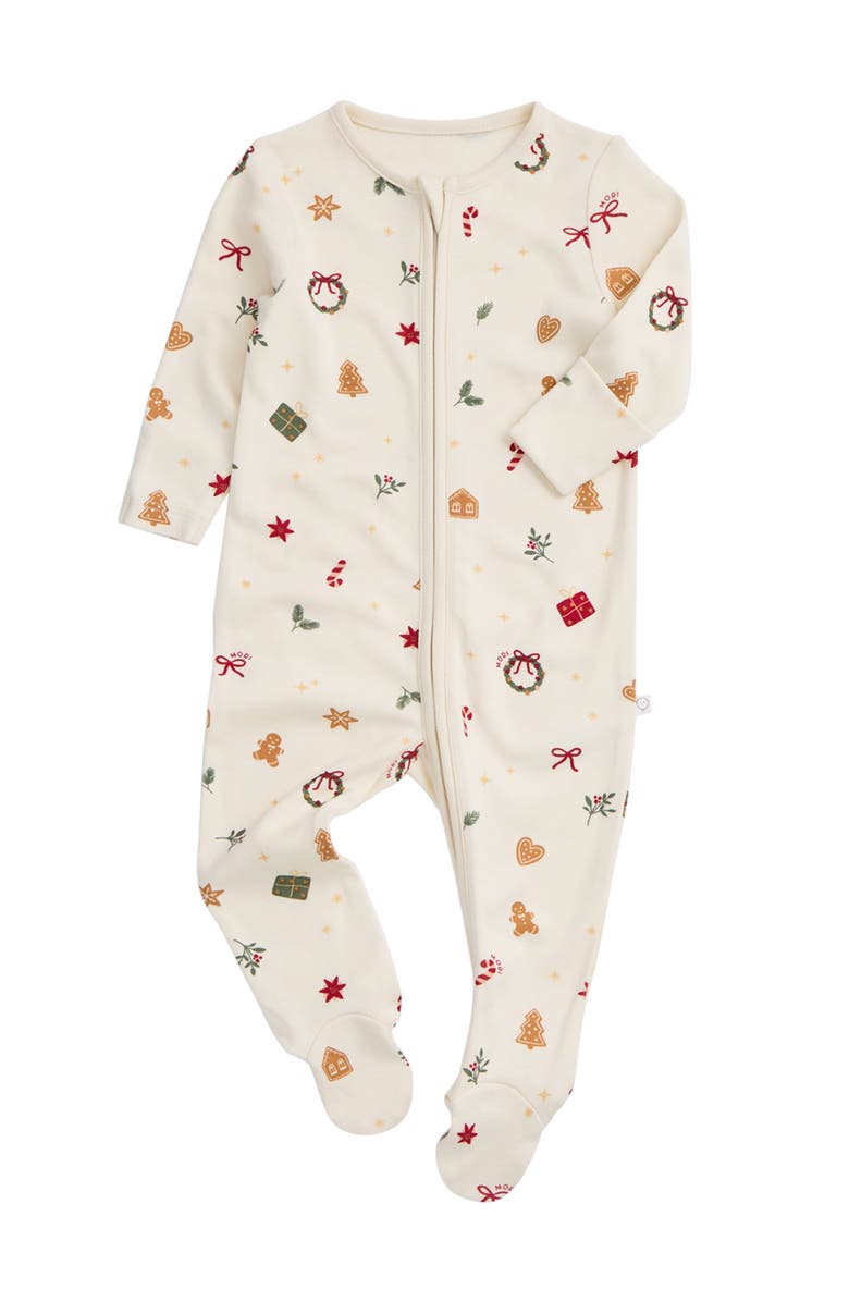MORI Christmas Two Way Zip-Up Sleepsuit, Main, color, White Christmas