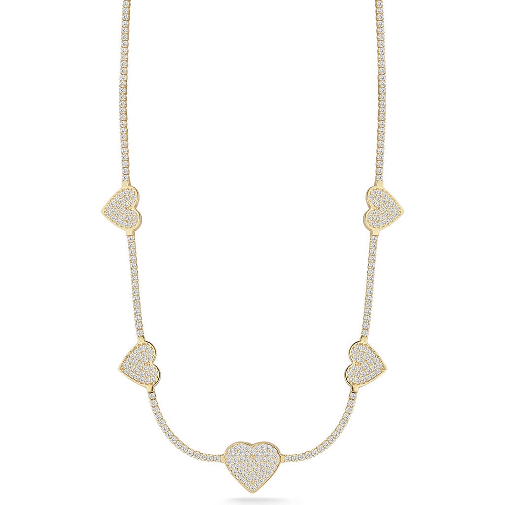 Shop Chloe & Madison Chloe And Madison Pavé Cz Heart Station Chain Necklace In Gold