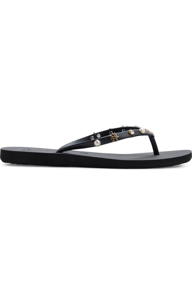 Roxy Hema Shell Stud Flip Flop, Alternate, color, Black