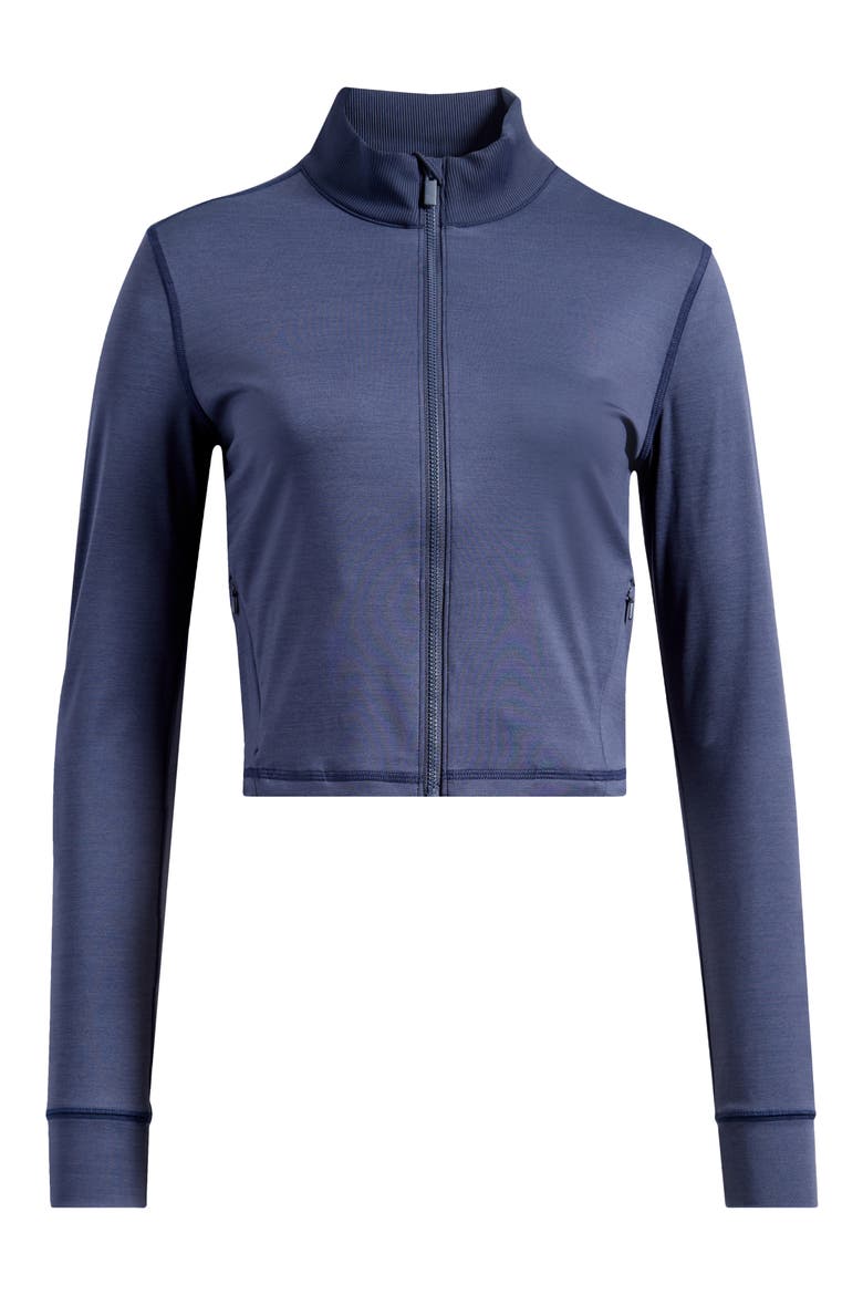 Moveknit Full Zip Crop Jacket, Alternate, color, HEATHER NAVY BLAZER