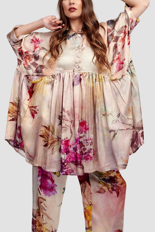Alembika Oversized Flowy Floral Tunic In Multi