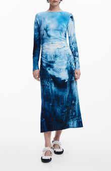 Desigual Print Long Sleeve Maxi Dress