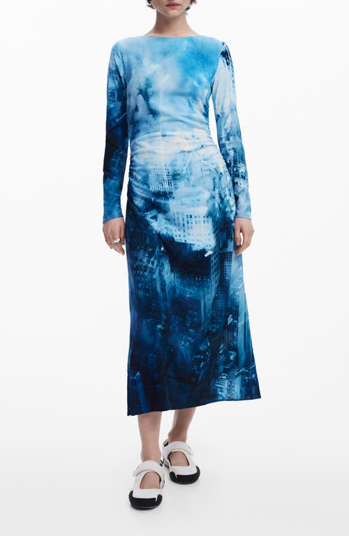 Desigual Landscape Maxi Dress In Blue
