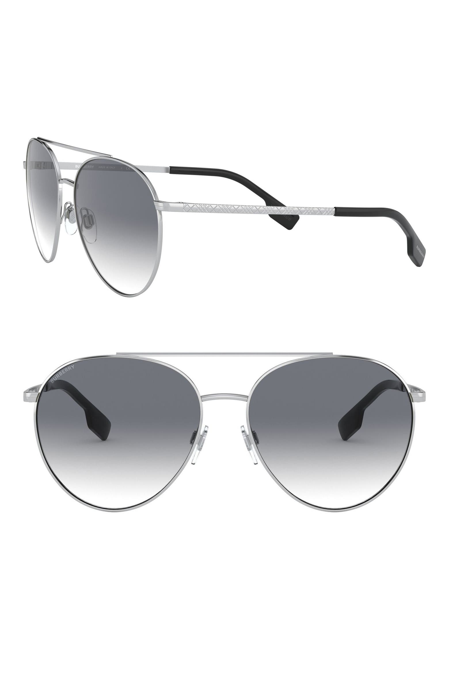 Temple Rack Burberry 59mm Check Temple Pilot Aviator Sunglasses (Women) | Nordstromrack