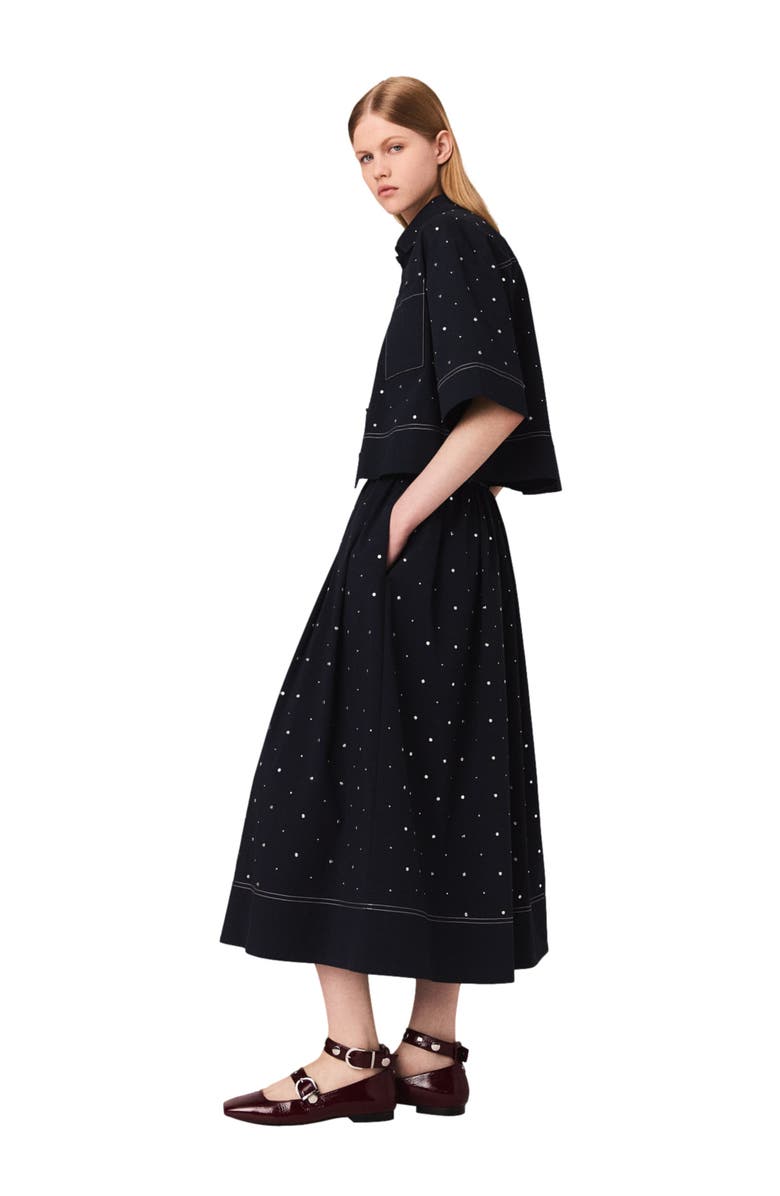 maje Cropped shirt with studs, Alternate, color, Navy