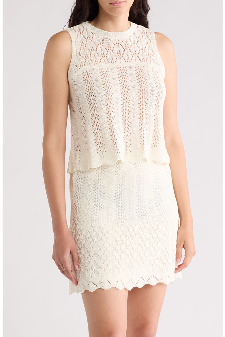 Sofia Crochet Sleeveless Sweater, Main, color, GARDENIA