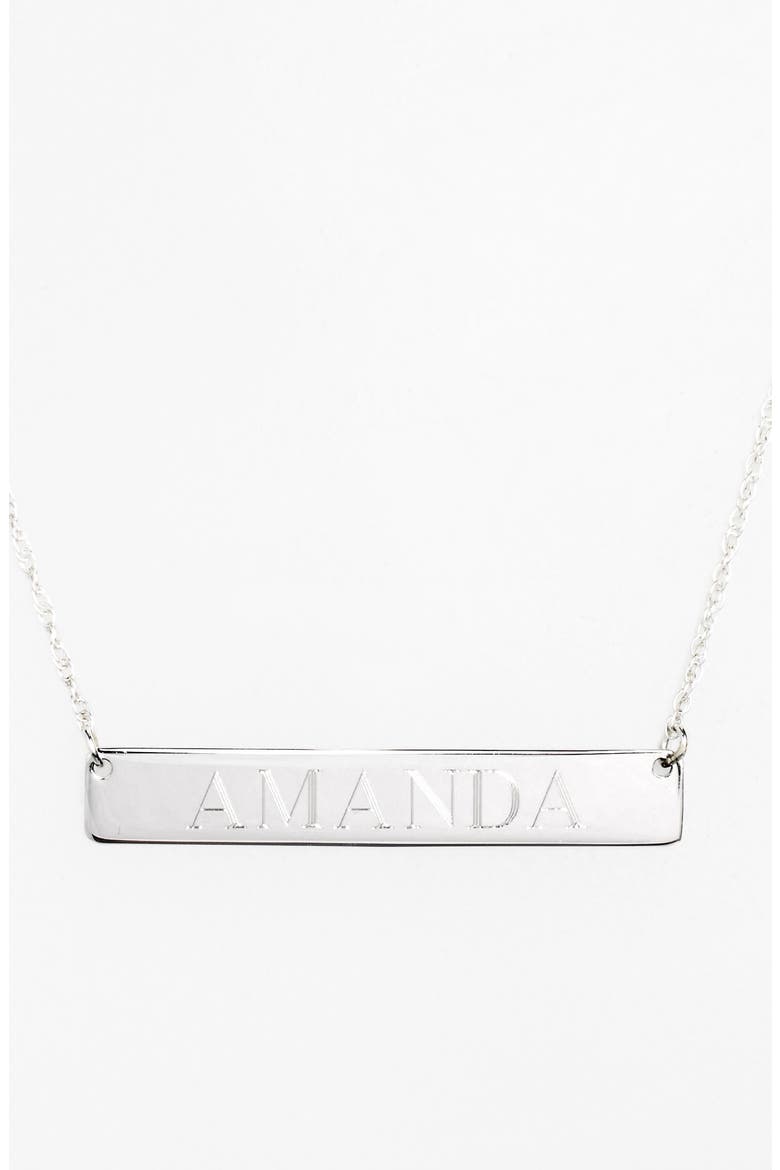 Personalized Bar Pendant Necklace, Alternate, color, SILVER