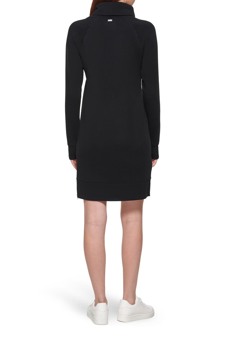 Fabulous Fleece Funnel Neck Dress, Alternate, color, BLACK