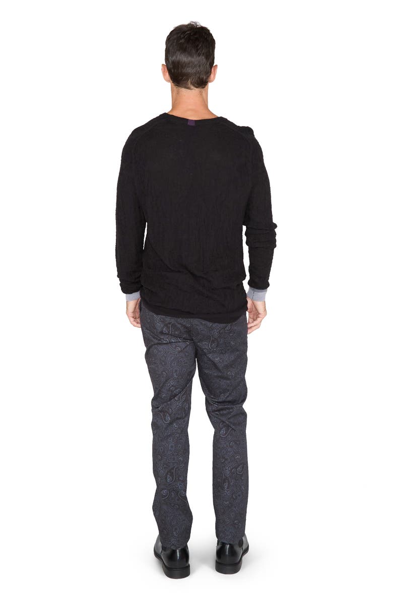 Lords of Harlech Colin Jacquard Merino Wool Paisley Sweater, Alternate, color, Black