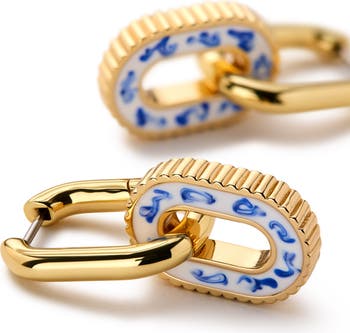 ana luisa アナルイサ ピアス ASH DOUBLE MARBLE BLUE 14K Ana Luisa Double Hoop Earrings - Ash Double Marble Blue