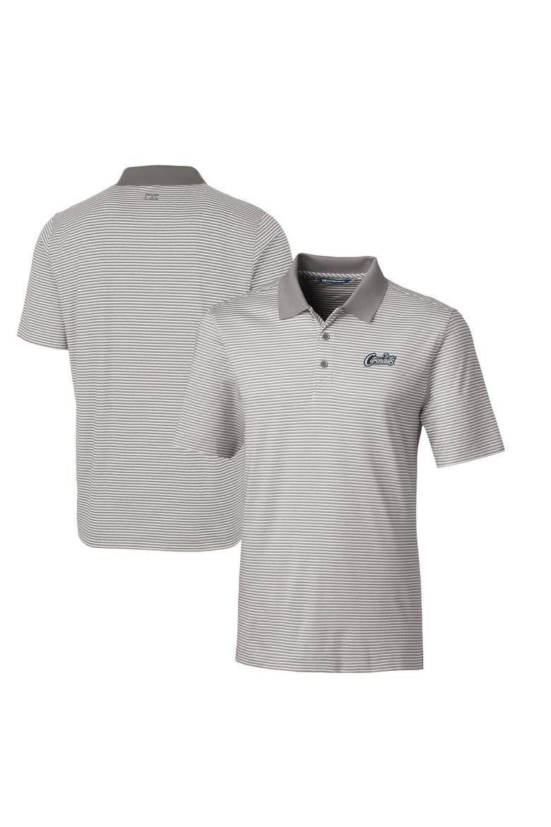 Men's Cutter & Buck Gray UCF Knights Citronaut Forge Tonal Stripe Stretch Polo, Main, color, Gray