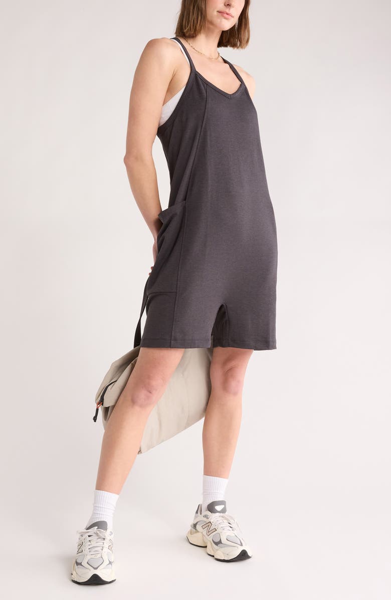 Z by Zella Change Of Heart Romper, Alternate, color, Black Heather