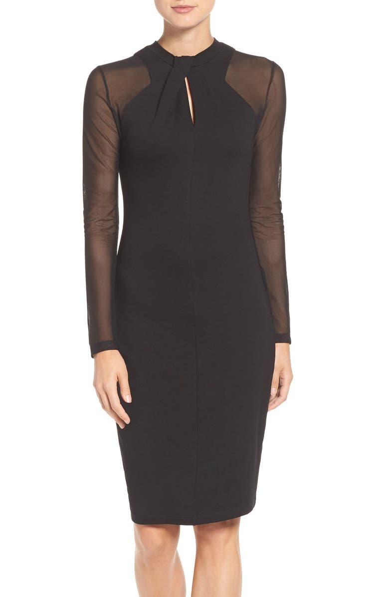 French Connection 'Tania Tuck' Mesh Sleeve Sheath Dress, Main, color, 