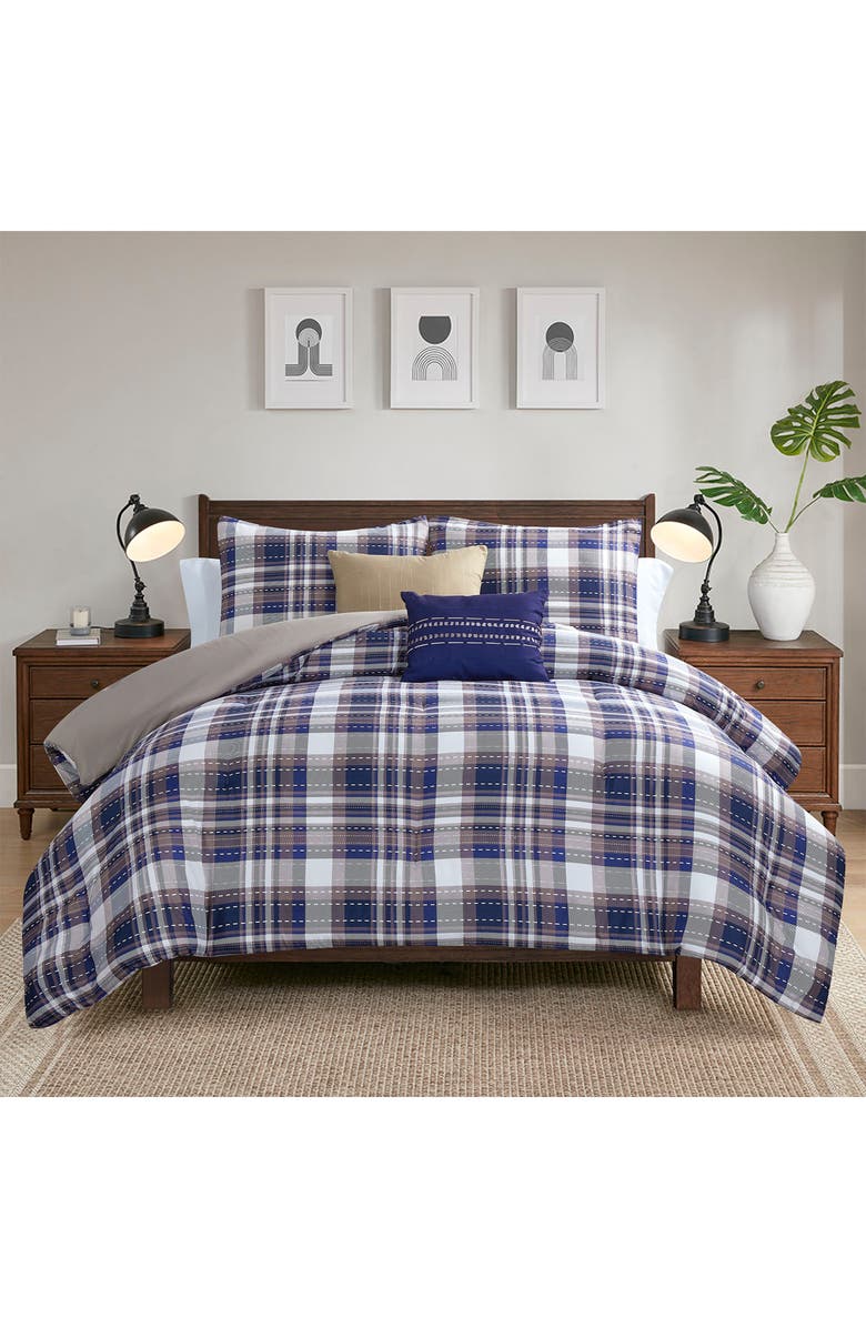 Modern Threads 5-Piece Comforter Set, Alternate, color, Blue/ Tan