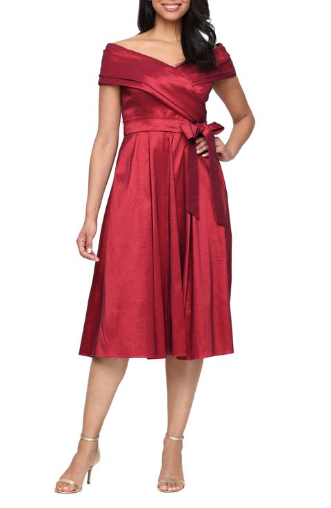 Off the Shoulder Taffeta Dress