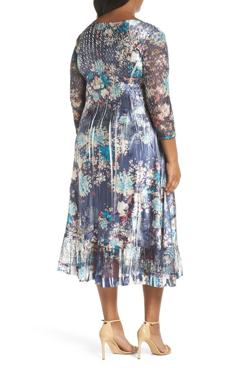 Komarov Print Charmeuse & Chiffon A-Line Dress, Alternate, color,