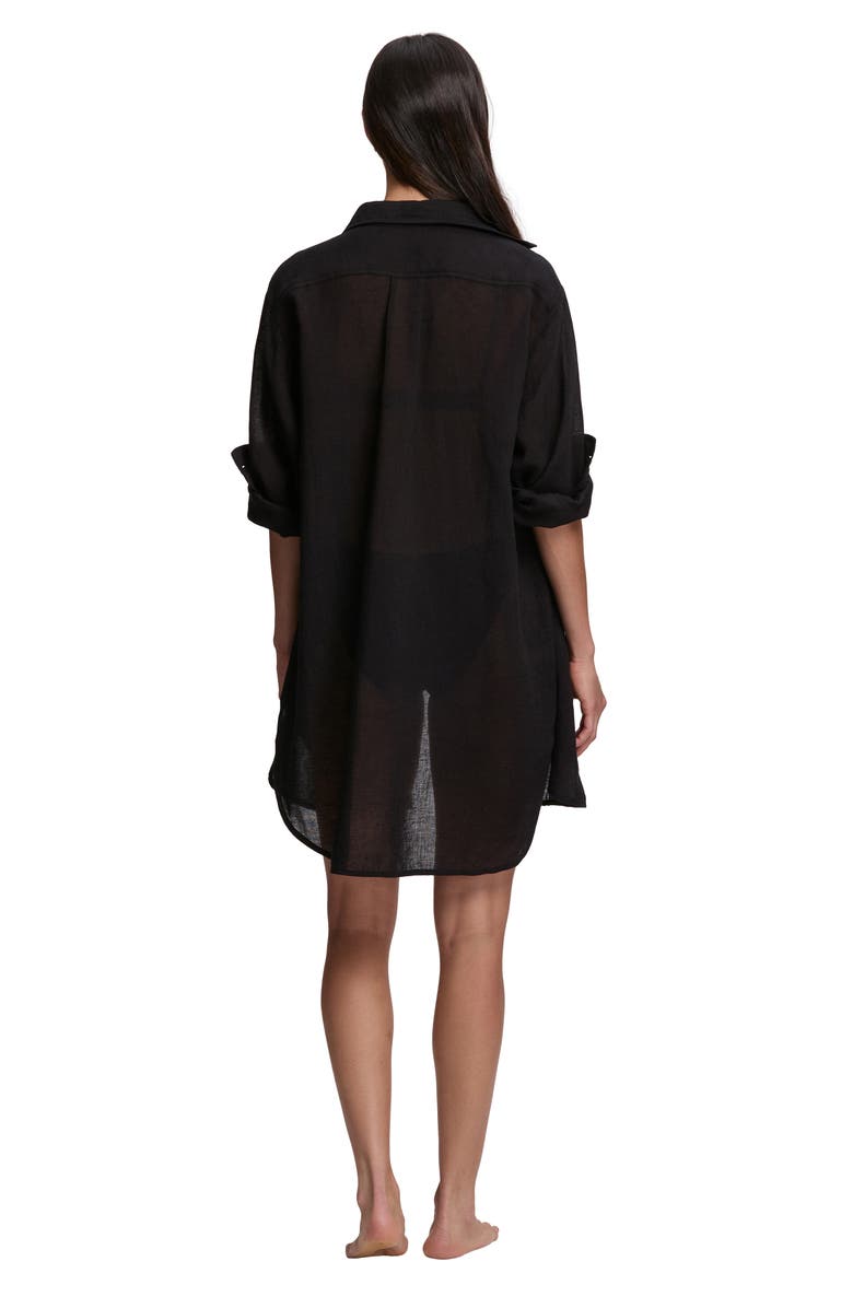 Polo Ralph Lauren Boyfriend Long Sleeve Cover-Up Tunic, Alternate, color, Black