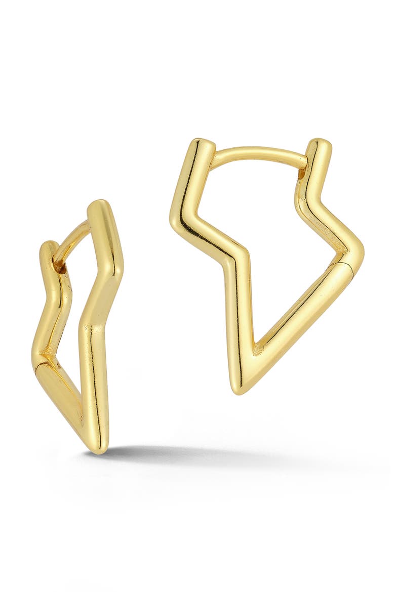 Lightning Bolt Huggie Hoop Earrings, Main, color, GOLD