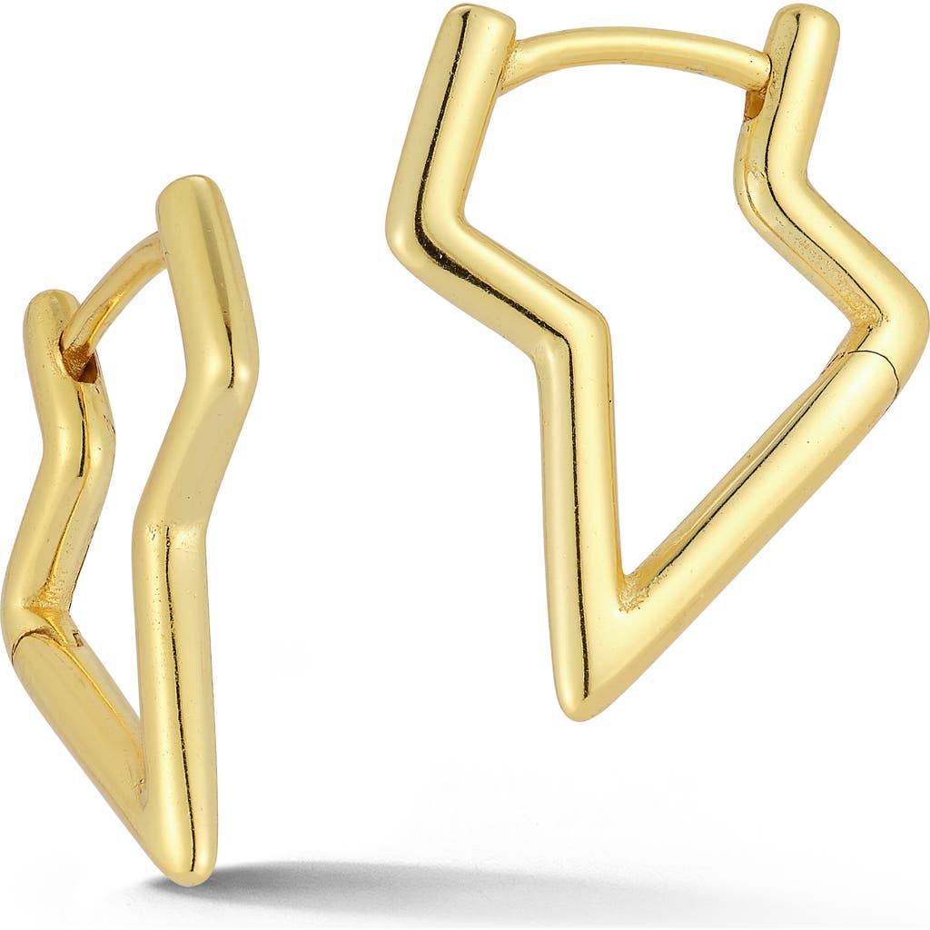 Glaze Jewelry 14k Over Silver Diamond Lightning Bolt Hoops In Gold