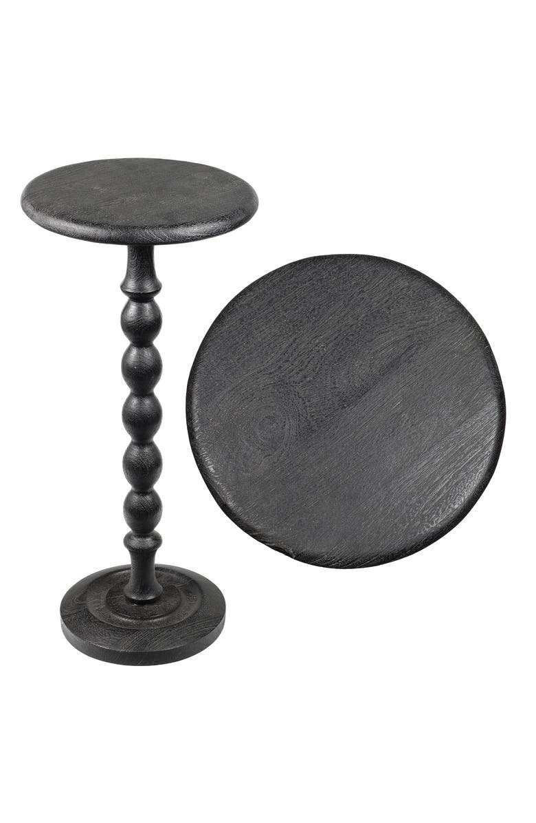 JONATHAN Y Augustus 24.5" Cottage Classic Spindle Wood Pedestal Round Drink Table and Decorative End Table, Main, color, Black