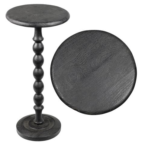Augustus 24.5" Cottage Classic Spindle Wood Pedestal Round Drink Table and Decorative End Table