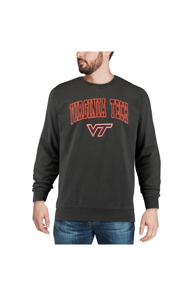 COLOSSEUM Men's Colosseum Charcoal Virginia Tech Hokies Arch & Logo Crew Neck Sweatshirt, Alternate, color, 