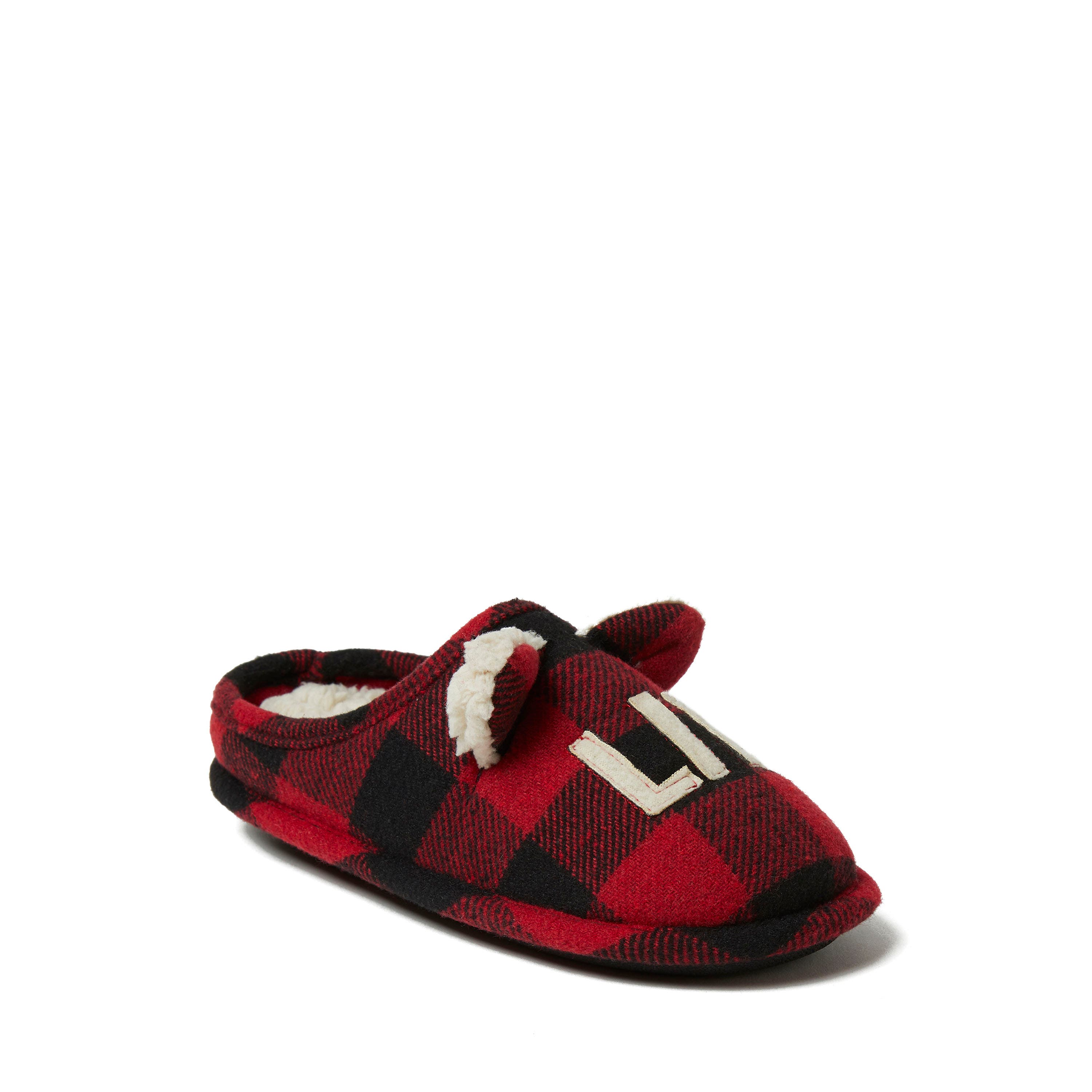 DEARFOAMS Kids' Buffalo Check Lil Bear Clog Slipper, Alternate, color, Red Plaid