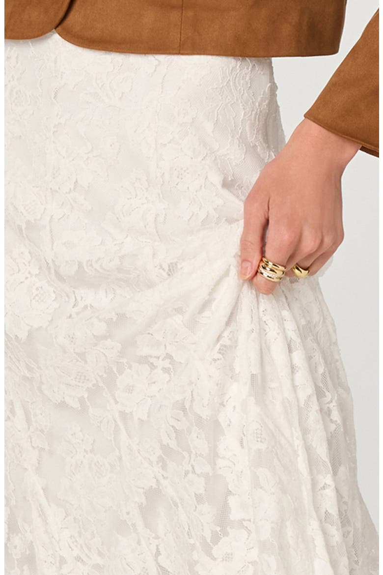 Cotton Blend Lace Midi Skirt, Alternate, color, OFF WHITE