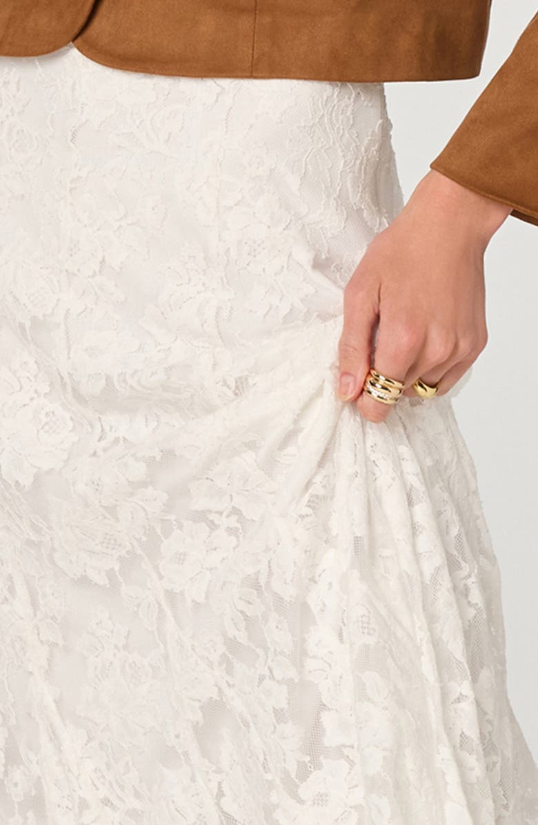 ASTR the Label Cotton Blend Lace Midi Skirt, Alternate, color, Off White