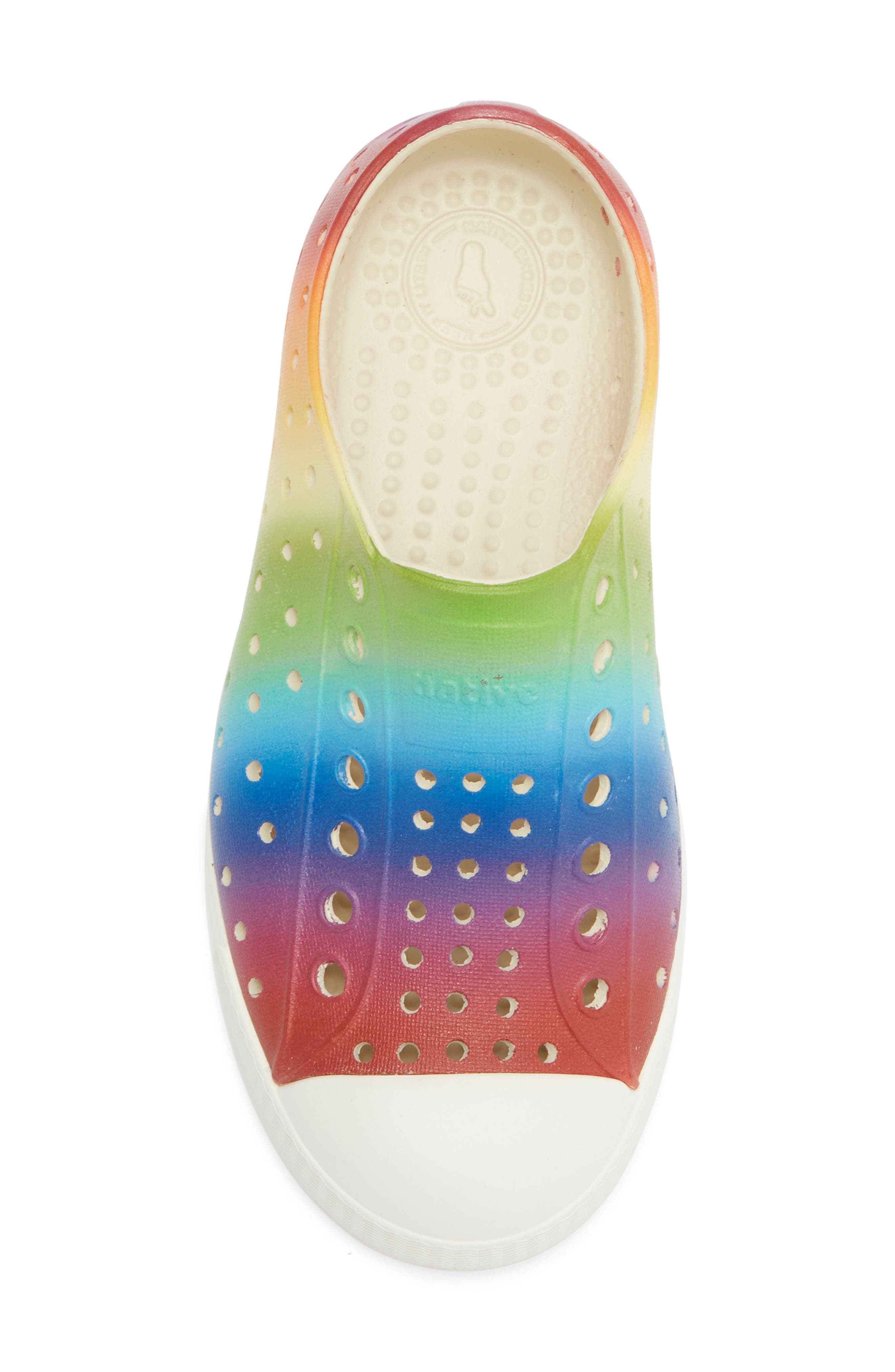 Native Shoes Jefferson Water Friendly Perforated Slip-On, Alternate, color, Shell White/ Rainbow Gradient
