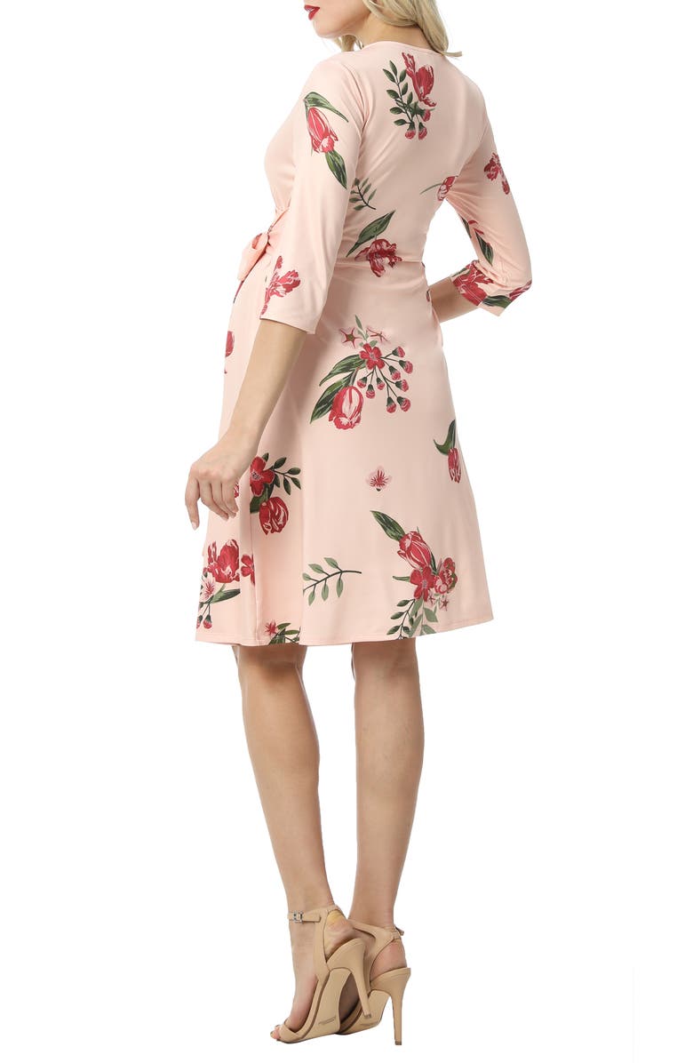 Kimi and Kai Ashley Floral Faux Wrap Maternity Dress, Alternate, color, Multicolored