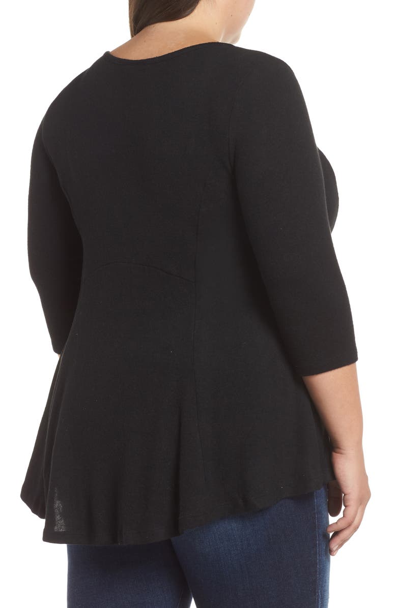 Bobeau Brushed Knit Babydoll Top, Alternate, color,