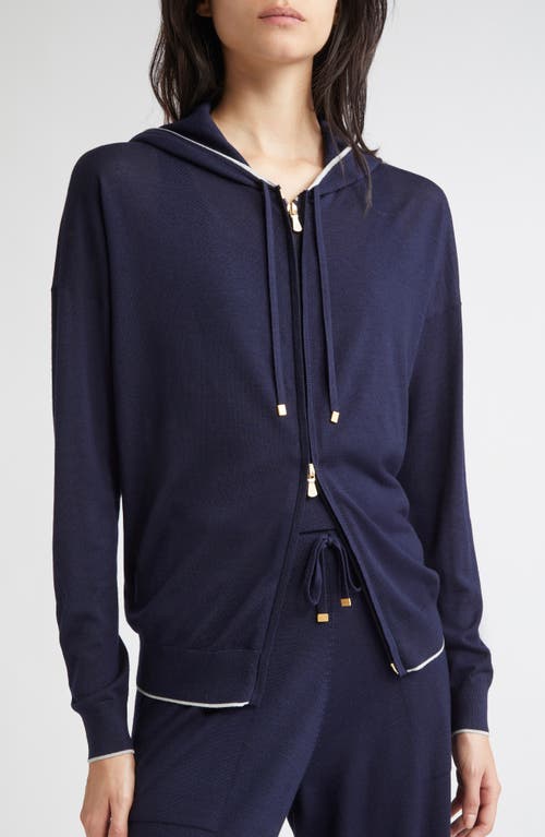Eleventy Merino Wool Zip Hoodie In Blue
