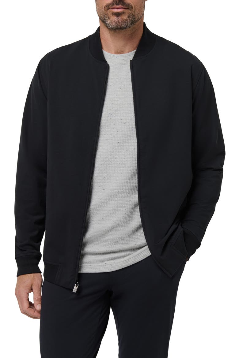 Stretch Cotton Bomber Jacket, Main, color, BLACK