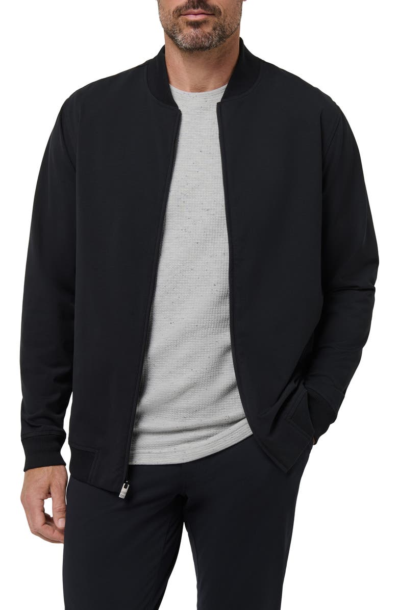 TravisMathew Stretch Cotton Bomber Jacket, Main, color, Black