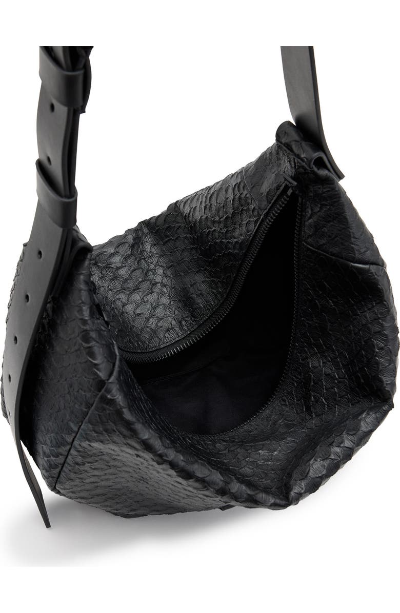 AllSaints Madea Snake Embossed Leather Shoulder Bag, Alternate, color,