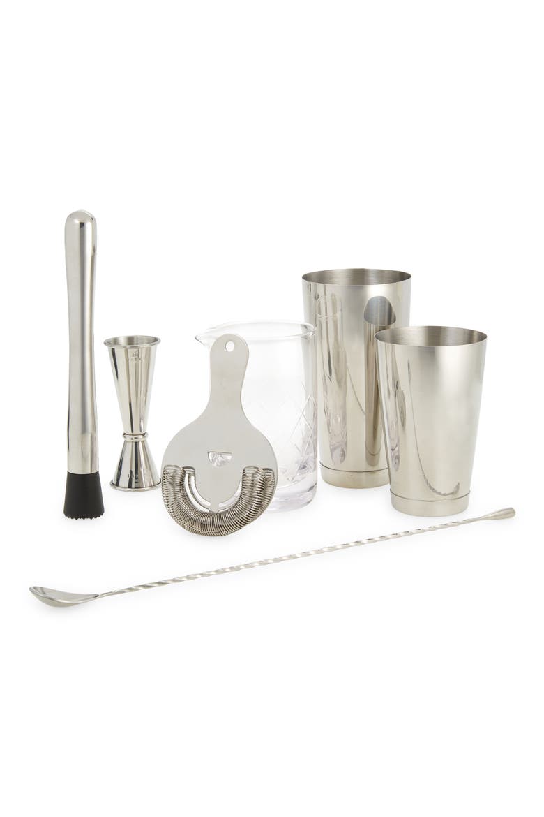 7-Piece Barware Set in Stainless Steel, Main, color, STAINLESS STEEL