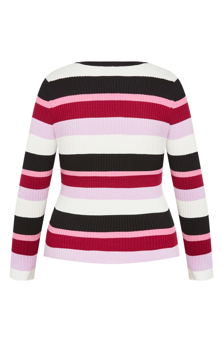 City Chic '70s Stripe Rib Sweater, Alternate, color, 