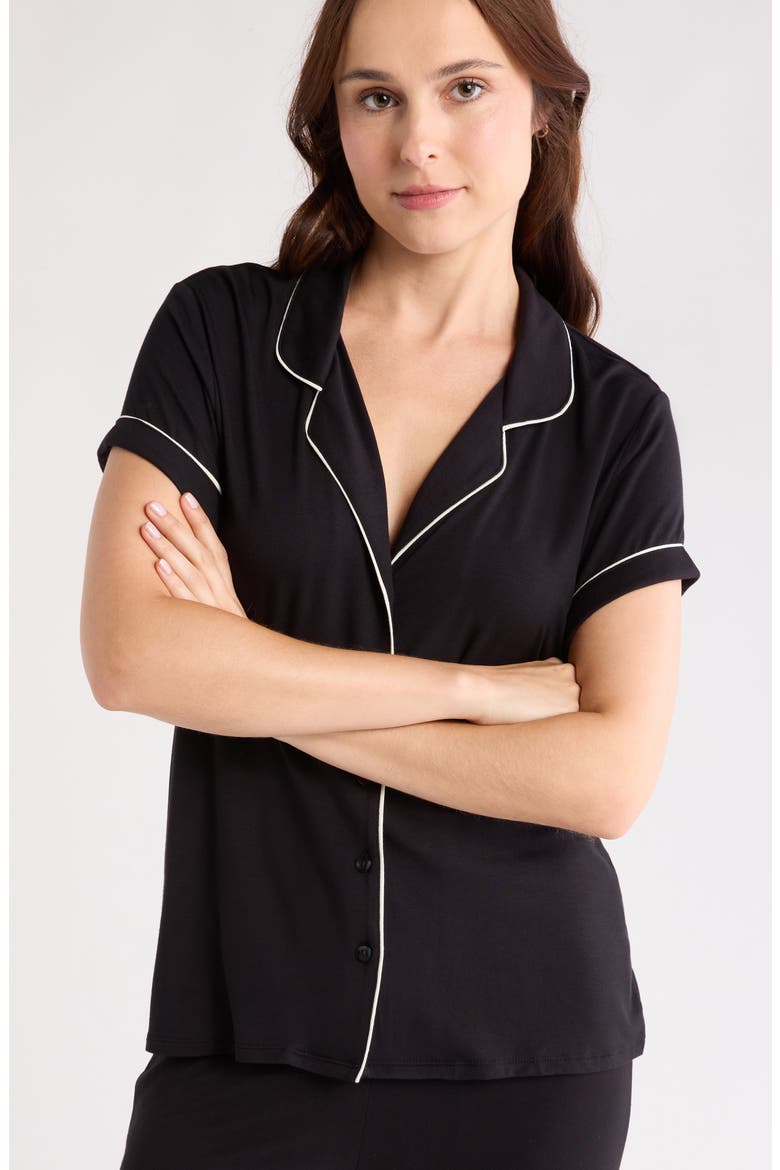 Tranquility Cropped 23-Inch Pajamas, Alternate, color, BLACK
