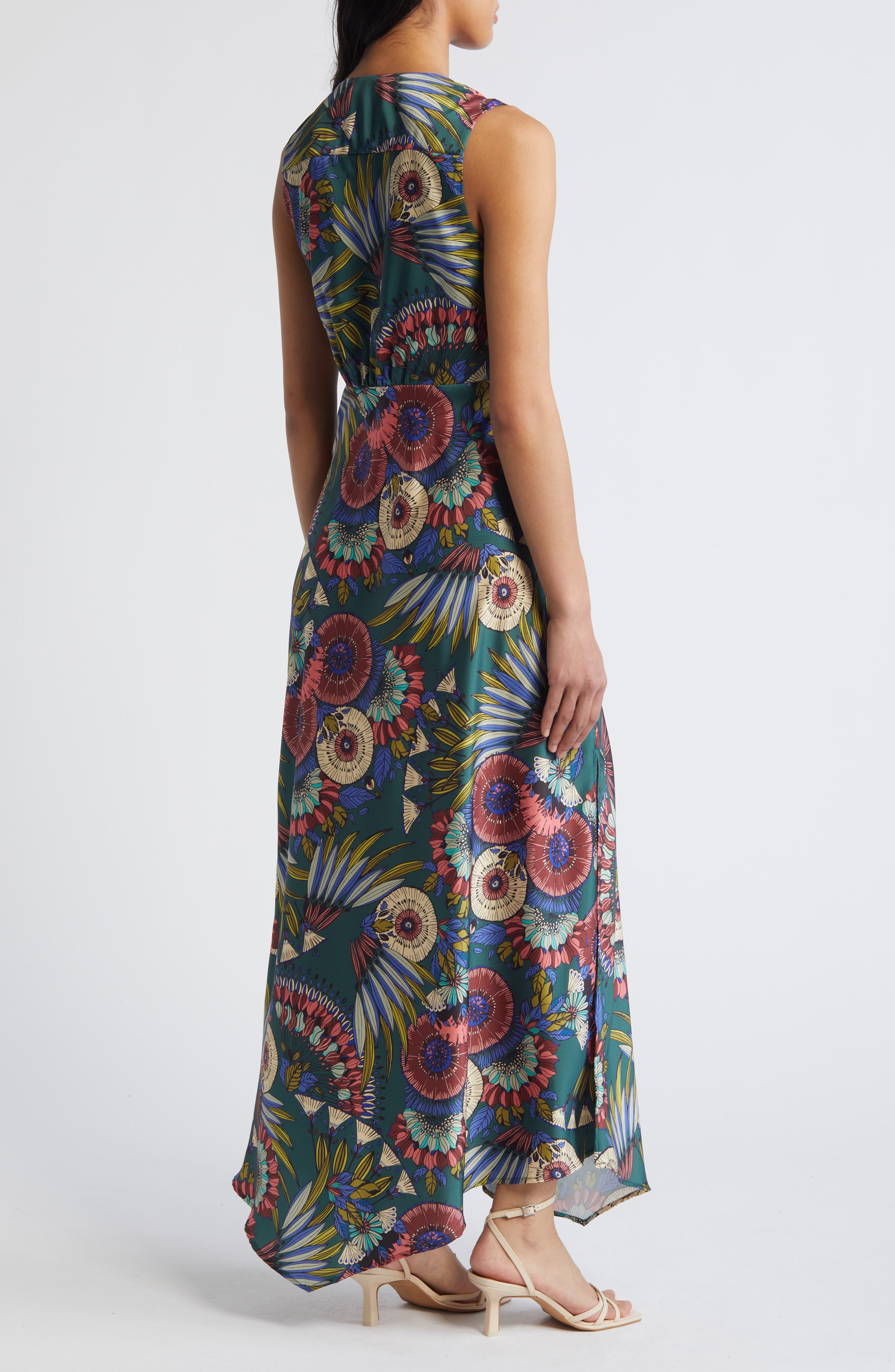 Feather Floral Satin Maxi Dress - image 2