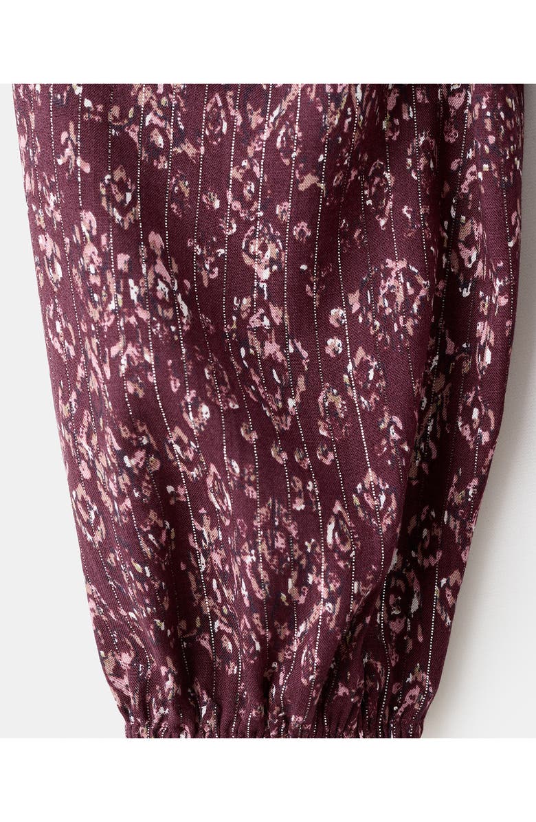 MANGO TEEN Metallic Cold Shoulder Long Sleeve Dress, Alternate, color, Maroon