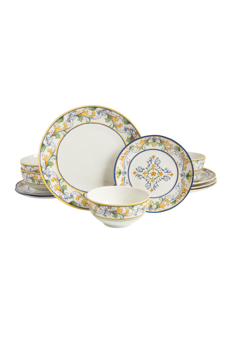 Sur La Table Arbor Days 12-Piece Decorated Ceramic Dinnerware Set, Main, color, Ivory
