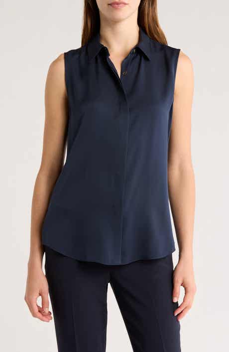 Theory Silk Georgette Sleeveless Button-Up Shirt