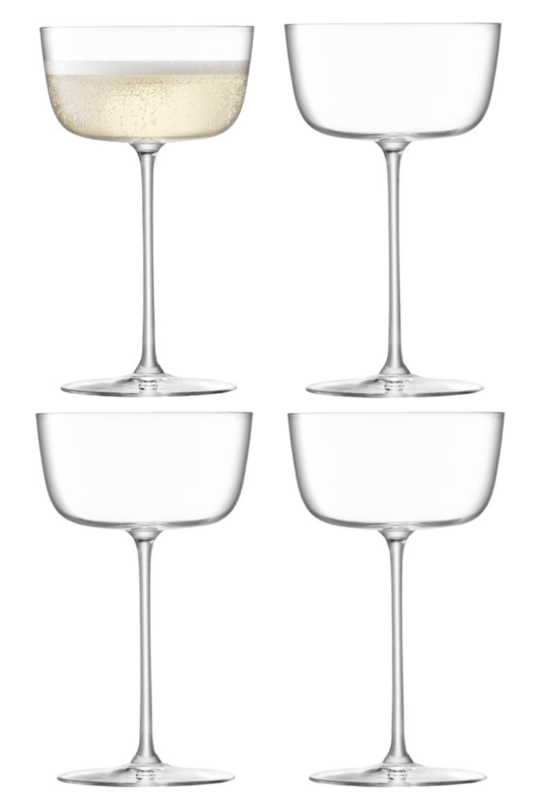 Borough Set of 4 Cocktail Saucers, Alternate, color, CLEAR