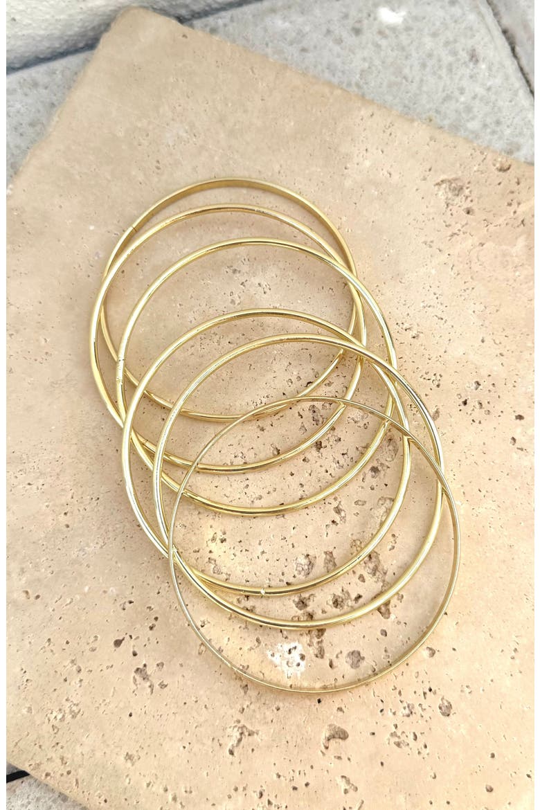 Set of 6 Thin Bangle Bracelets, Alternate, color, GOLD
