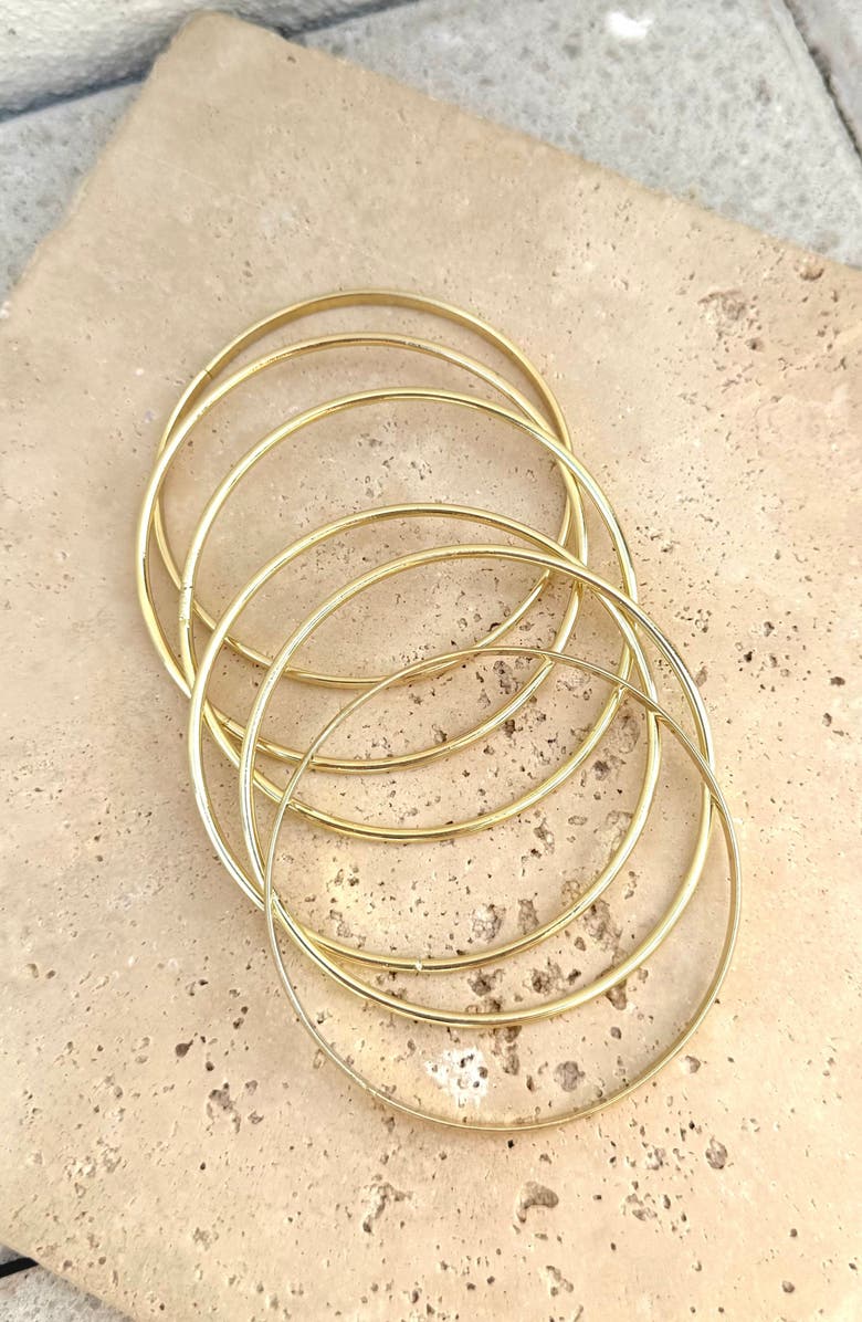 Adornia Set of 6 Thin Bangle Bracelets, Alternate, color, Gold