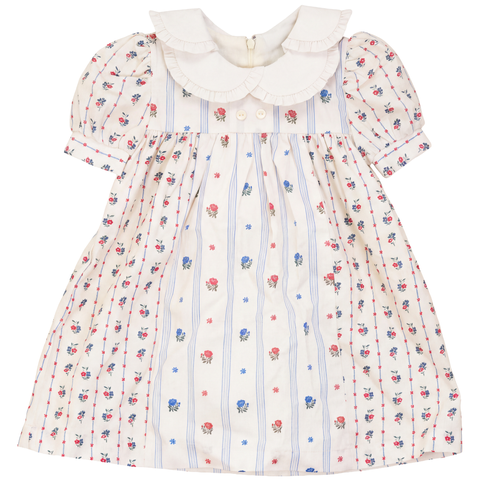 Embroidered Collar Ruffle Sleeve Cotton Dress (Toddler, Little Kid & Big Kid)