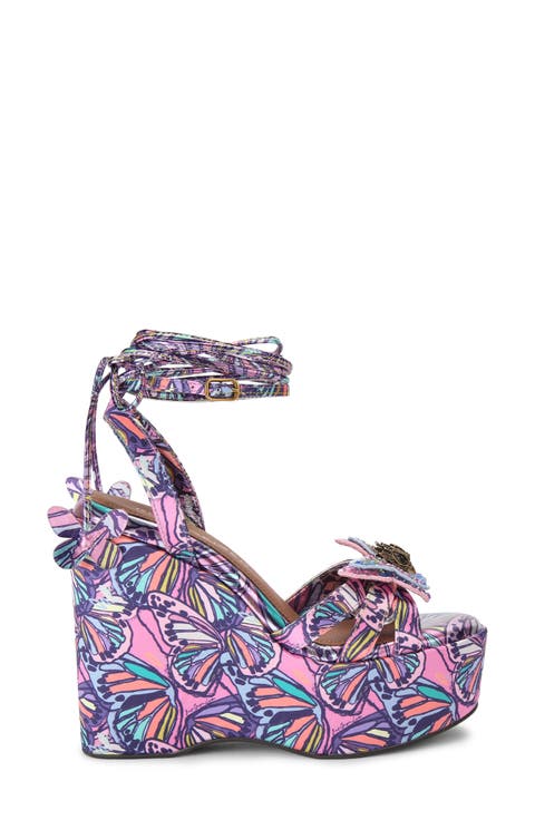 Butterfly Ankle Wrap Platform Wedge Sandal (Women)