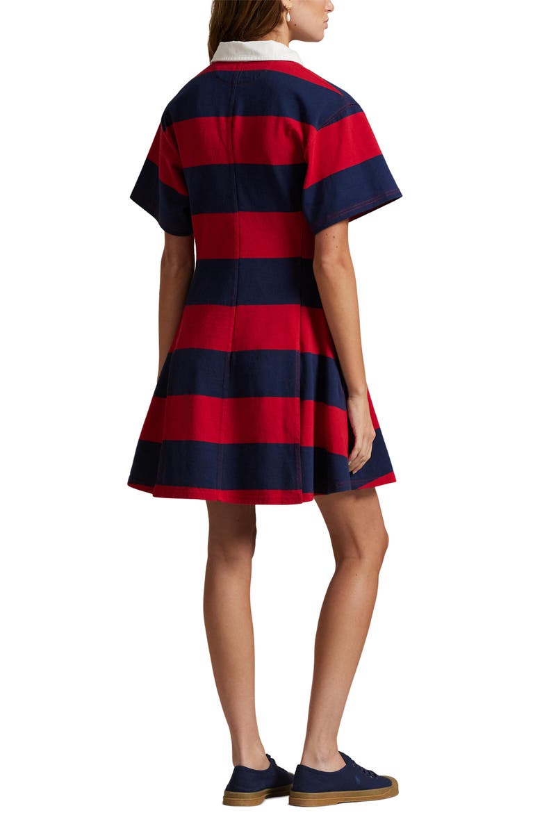 Polo Ralph Lauren Short Sleeve Stripe Cotton Rugby Dress, Alternate, color, 